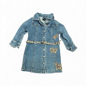 Blue Jean Denim Butterfly dress with Leopard Accents 18M